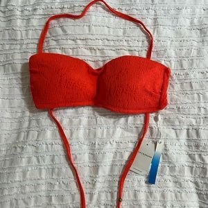 Lucky Brand Orange textured bathing suit top